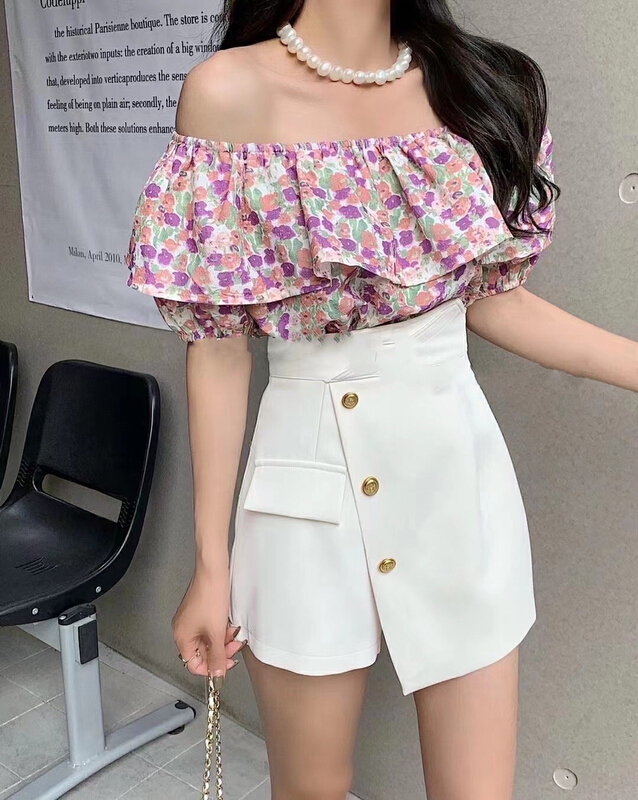 New in early summer! [ul-2] fashion floral temperament blouse (excluding necklace) 6099# JJ