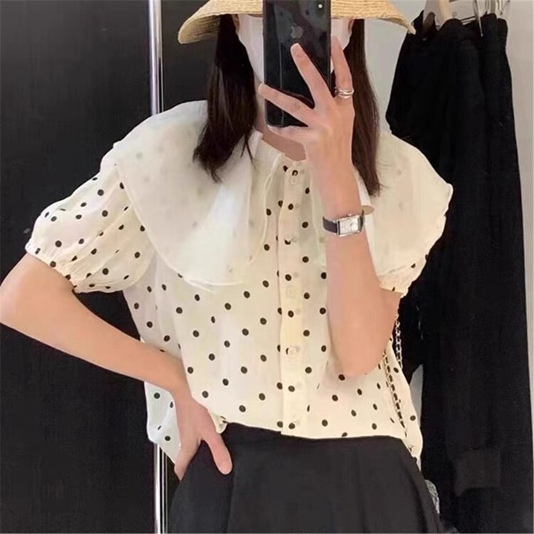 Live 70! 【E】 Wave point double layer baby collar shirt 015# XYY