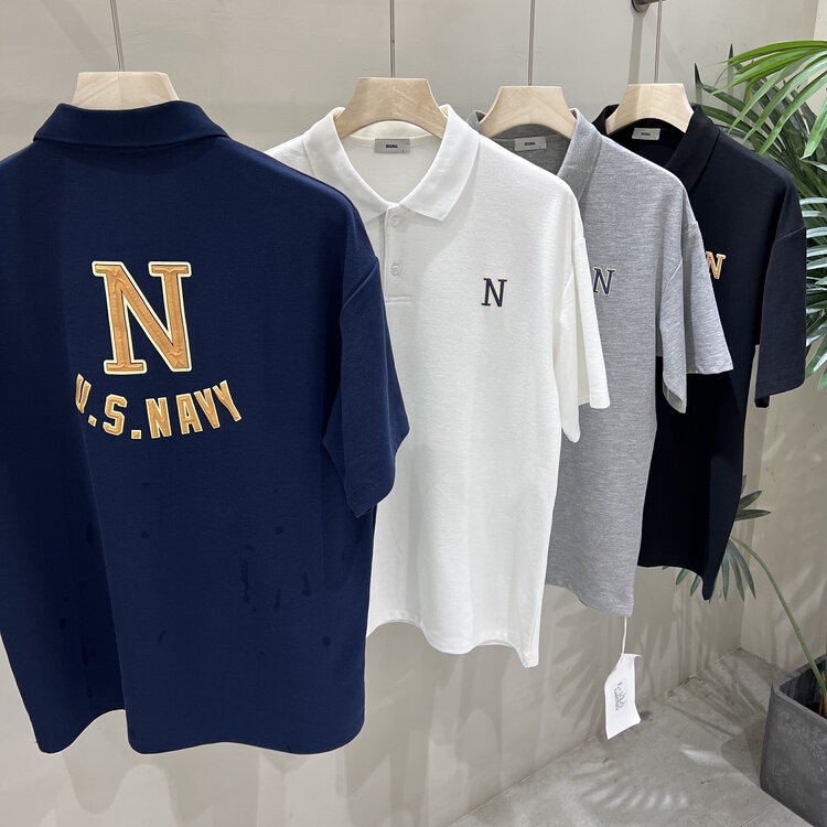 New in early summer! [maibia] styrofoam printed letter polo shirt p7775# ZZL