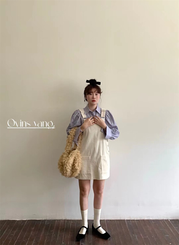 New year in early spring! [ovinsyang] bubble sleeve solid color button down shirt 8600# WTT