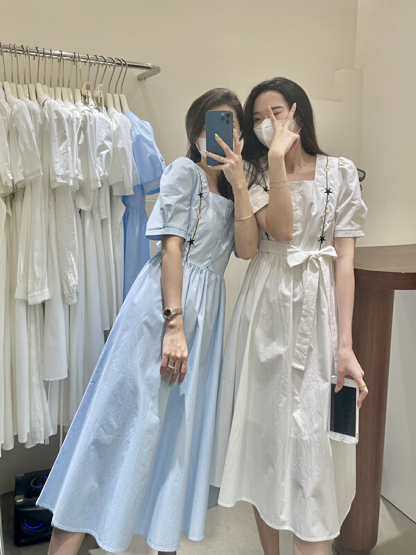 New in early summer! [from. V] lady square neck fashion dress 7927-1# L