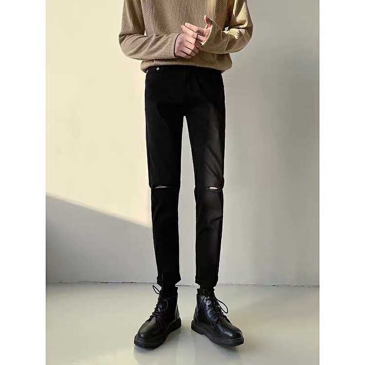 goods in stock! New year in early spring! [wild squirrel jeans] simple single button solid color Slim Fit Jeans 840# ZZL