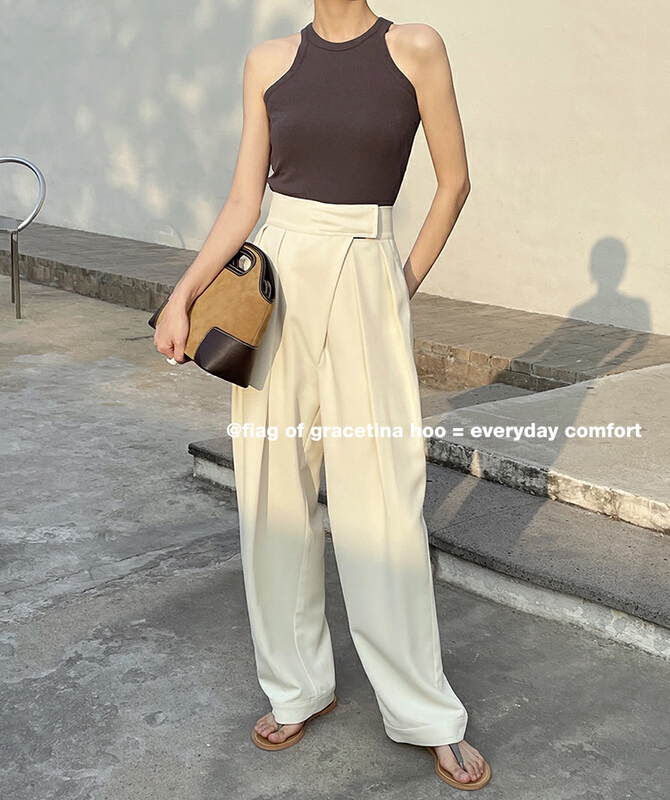 New in early summer! [gracetina Hoo] Velcro high waist hanging wide leg casual pants k8176# zxl