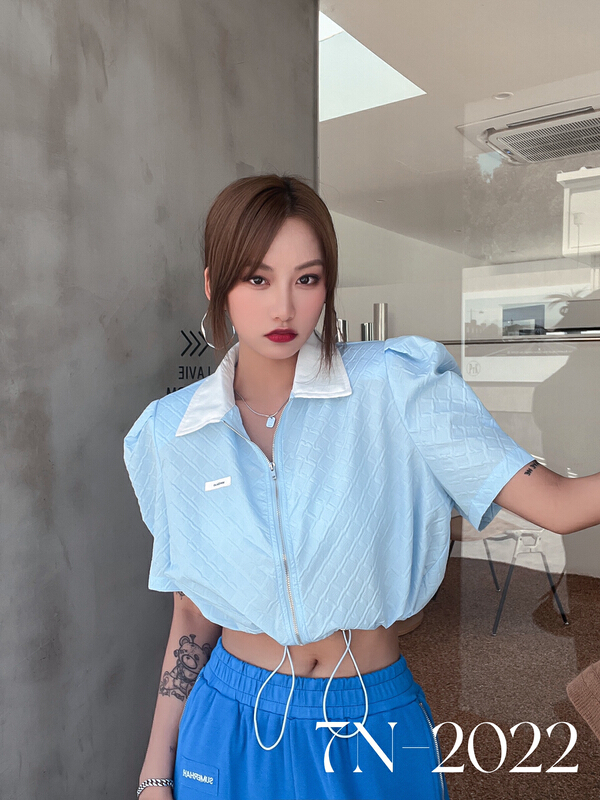 [7n] Korean version simple Lapel zipper shirt 3367# ozq