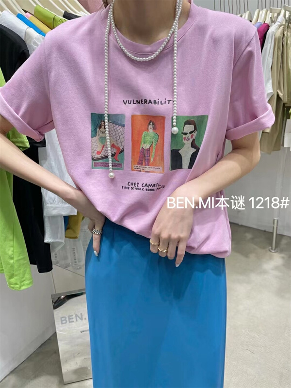 [Ben. Mi mystery] Korean round neck short sleeve T-shirt 1218# ll