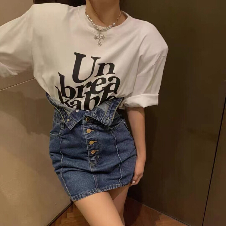 goods in stock! New in early summer! [MI] Korean version slim waist cover two jeans skirt 9032# PCZ