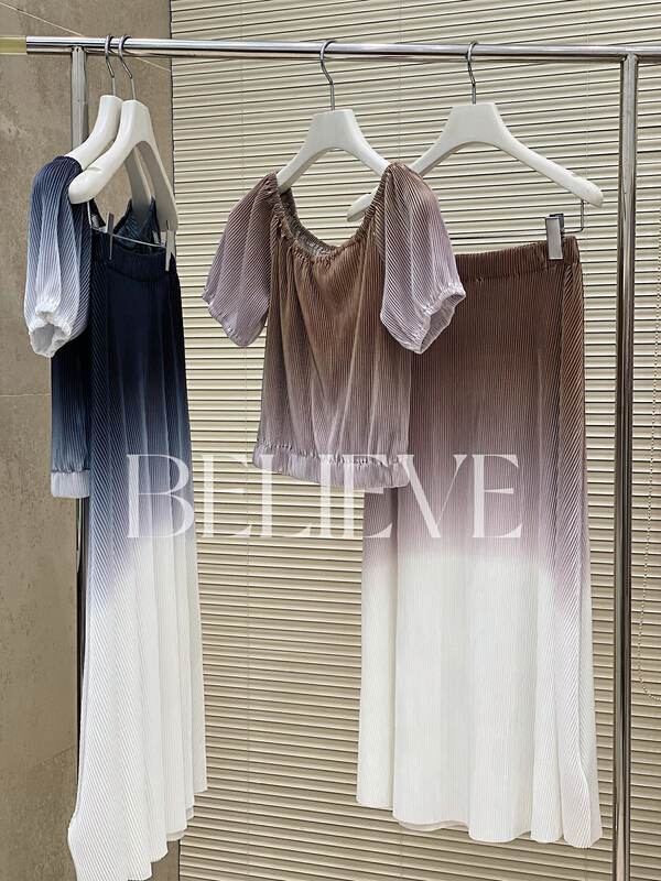 【BELIEVE】漸變色上衣+壓褶氣質半身裙套裝  BL8212#  CQW