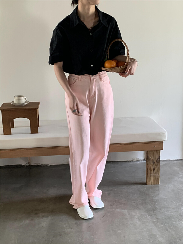 New year in early spring! [9hour] straight baggy wide leg jeans 30206# zxl