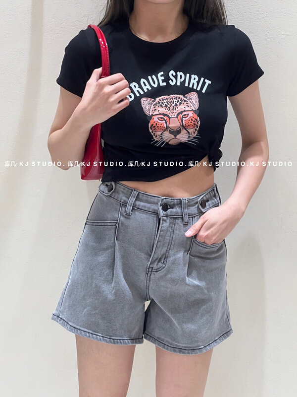 [kJ] Korean Short tiger design Short Sleeve T-shirt 3287# zxl