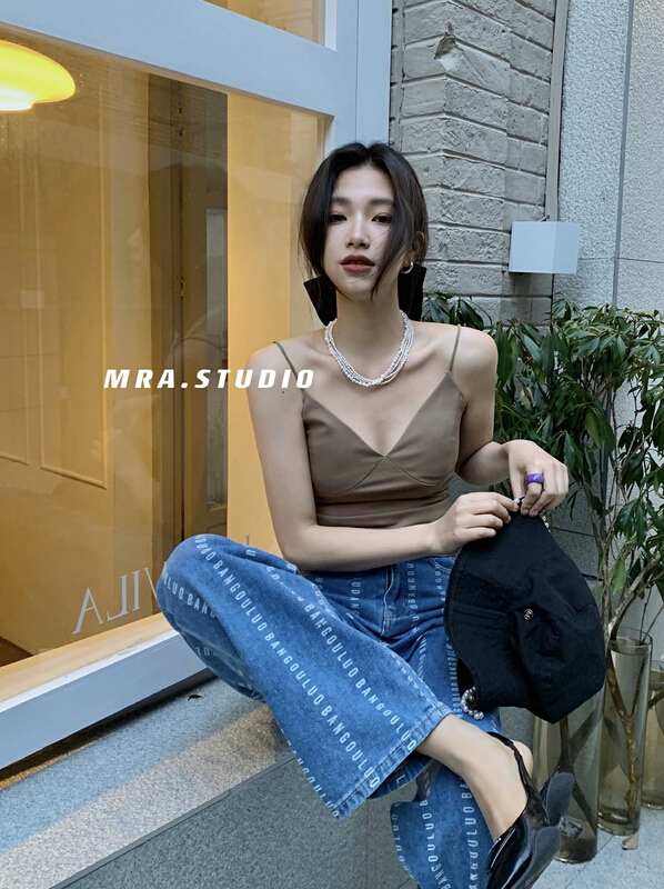 Original price 32.71! New in early summer! [MRA] simple V-neck super slim padded vest / suspender j2193# zxl