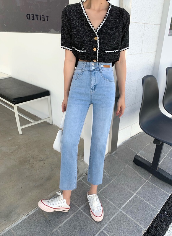 [Qiqi] Korean comfortable SLIM STRAIGHT JEANS 6153# cqw