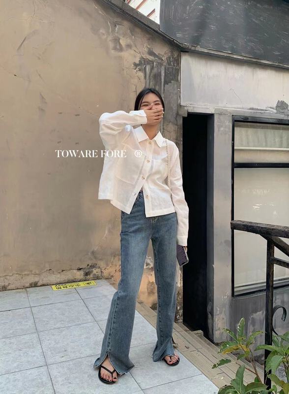 New year in early spring! [toward front] simple thin linen jacket w6073# zxl