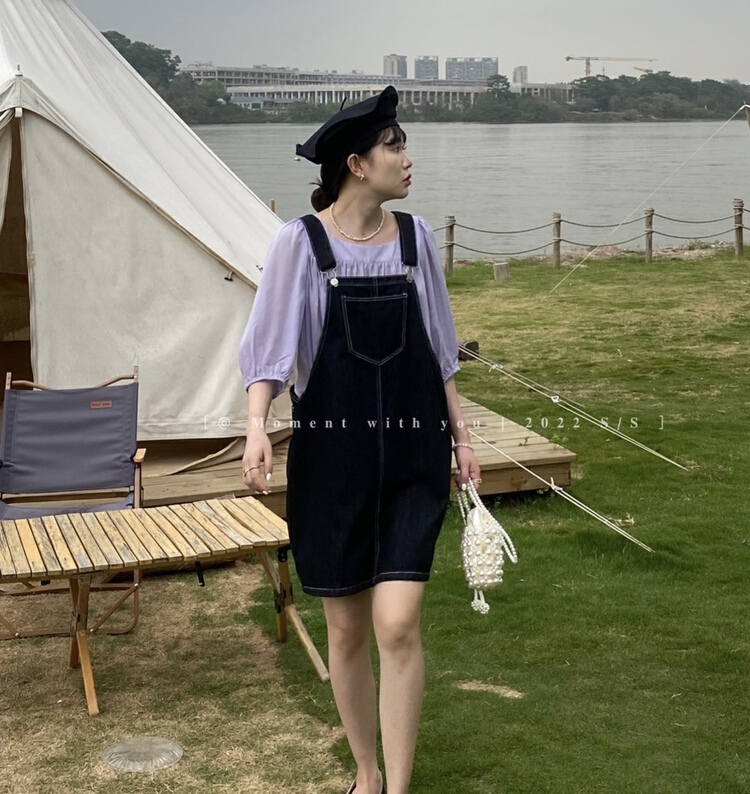 [moment with you] Korean loose age reducing suspender skirt 1299# LSW