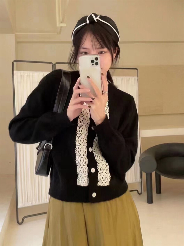 早春上新!【MARCH 11TH】小女人復古淑女風拼色針織開衫  YS1-6002#  LWY