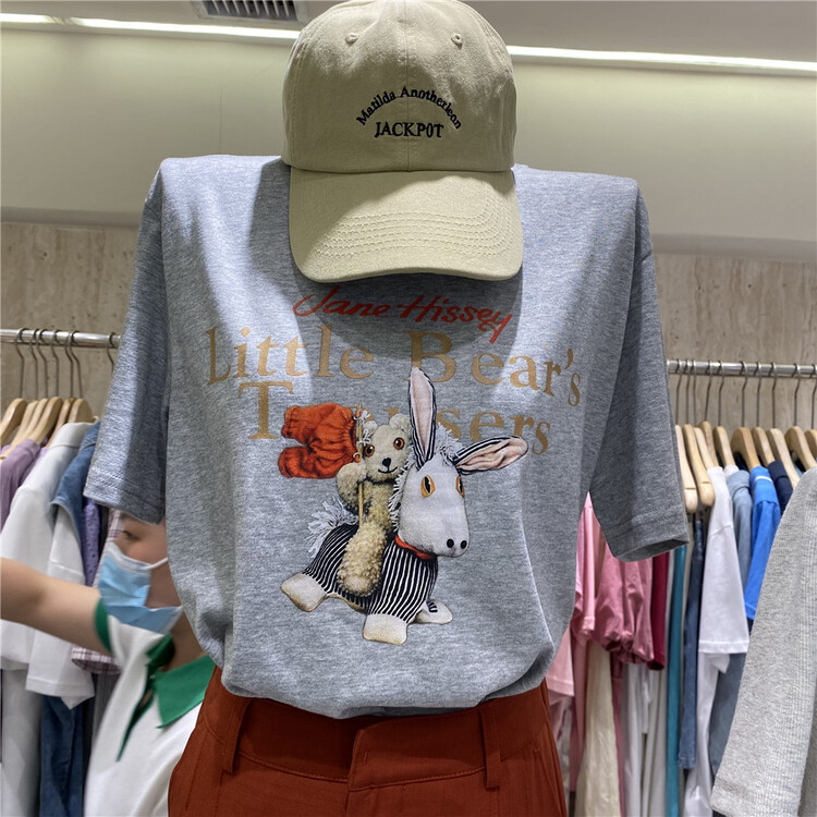 [Boran Boran] Korean round neck printed short sleeve T-shirt (T-shirt only) 7236# LSW