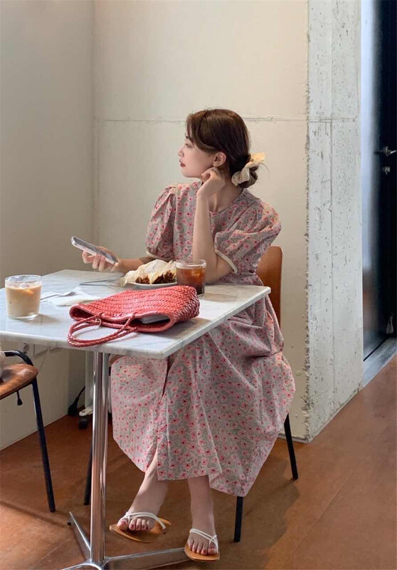 New in early summer! [acme group] simple sweet broken flower gentle dress 1167# CLS