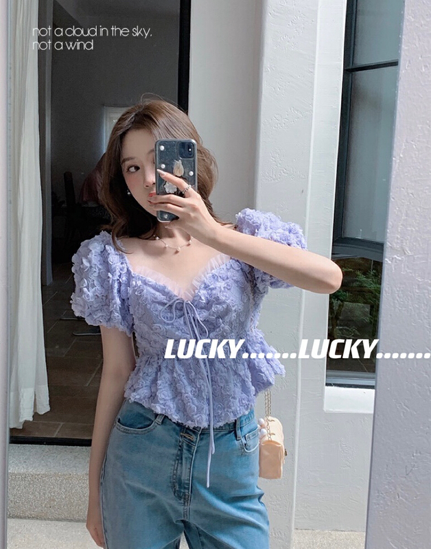 New in early summer! [lucky] French lace sweet and chic blouse 8657# zxx