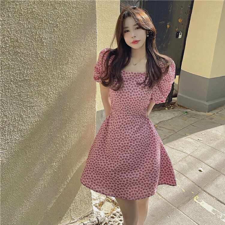 New in early summer! [XY] fashion waist closing square neck dress 1037# WPL