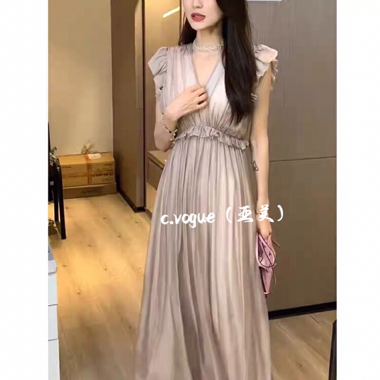 [c.vogue] gentle ear side waist closing temperament dress 38010# PCZ