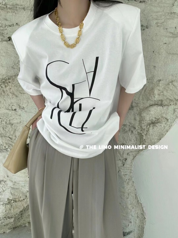 New year in early spring! [the limo] letter print versatile short sleeve T-shirt 6613# XYJ