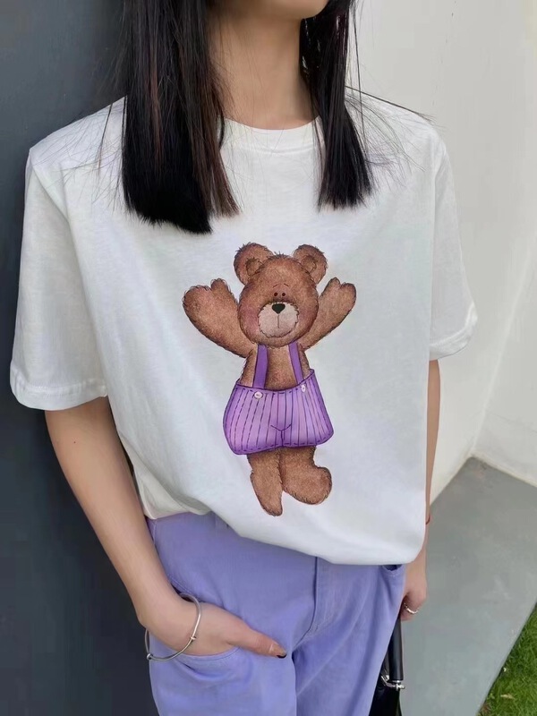 goods in stock! New in early summer! [Naikan Nik] Korean personalized bear print short sleeve T-shirt 9386# lwy