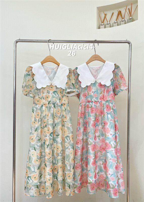 [huiglia clcl] Korean style square neck romantic print dress ys1-8032# zjy