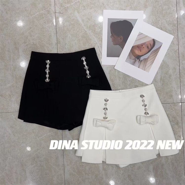 [d.ina] Korean slim and versatile pin bead skirt pants 11235# JJ