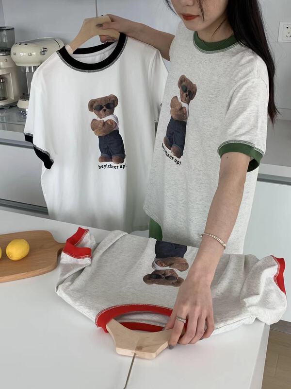 New year in early spring! [9hour] bear print loose short sleeve T-shirt 10865# zxl