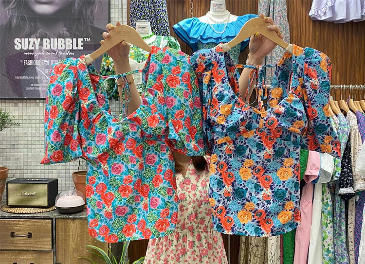 [suzybubble] premium floral lace up blouse 9127# WPL