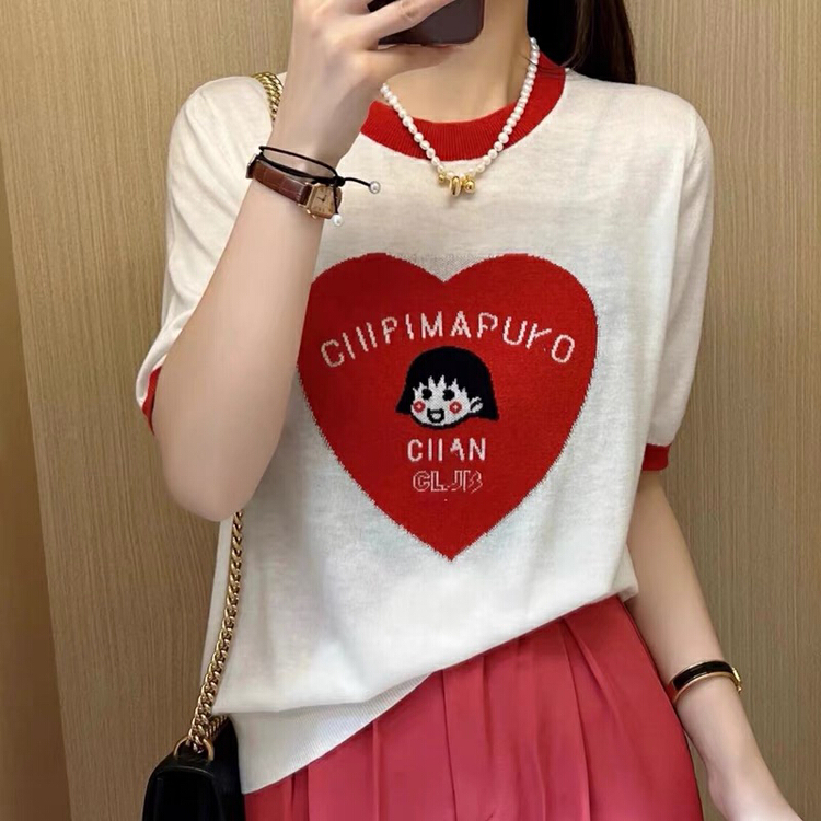 [huole] Korean love pattern short sleeve T-shirt 1012\wtt