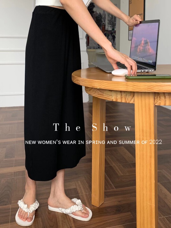 Original price 65.42! [the show] Korean version vertical sense simple back slit versatile skirt 50038# CLS