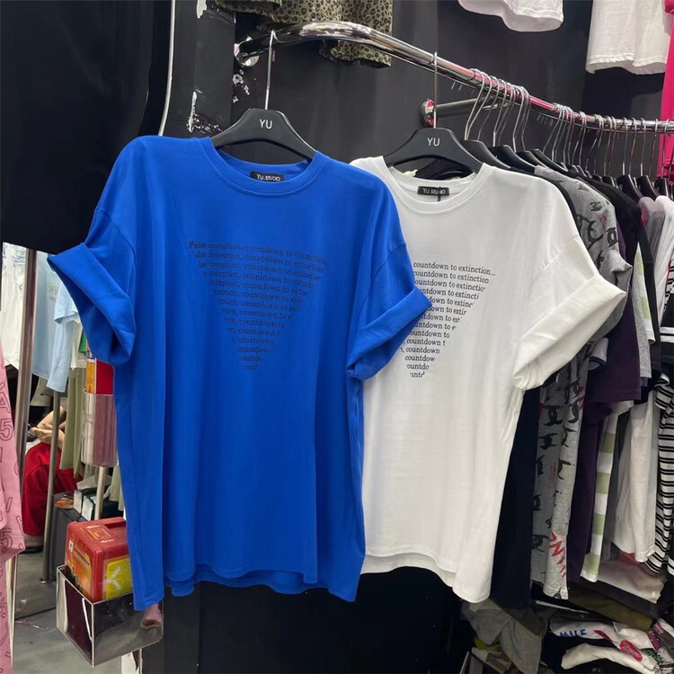 [Yu] Korean triangular letter printed short sleeve T-shirt 9622# cqw
