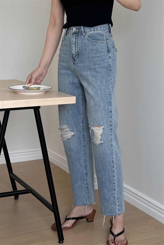 New in early summer! [acme group] Korean fashion hole breaking versatile jeans ys1-1176# CLS