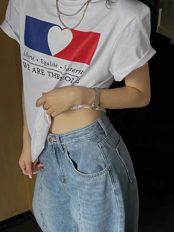 [77. Studio] Love Print versatile short sleeve T-shirt 0161-10# WTT