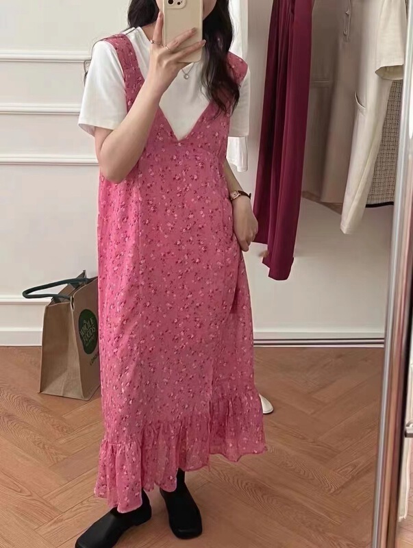 goods in stock! New in early summer! [Las celula] Korean V-neck fresh vest dress 7368# zxx