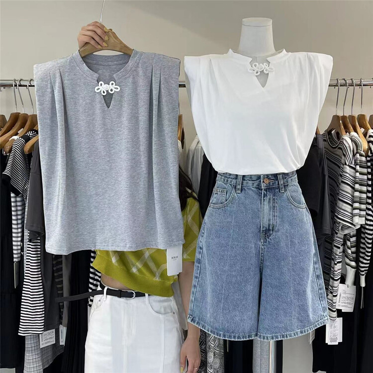 [Boran · Boran] Chinese sleeveless fashion short sleeve T-shirt 22b7283# LSW