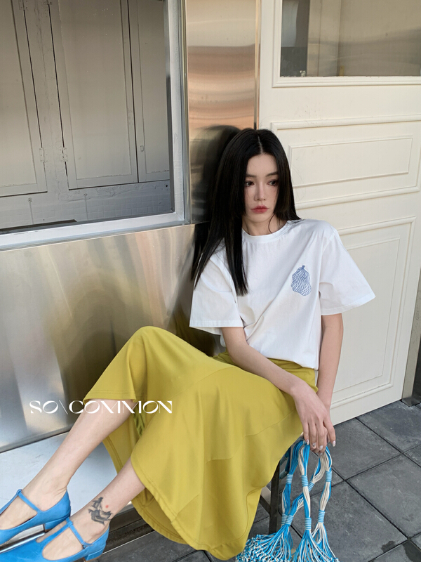 New in early summer! [so common] funny print loose short sleeve T-shirt 62372# XYJ