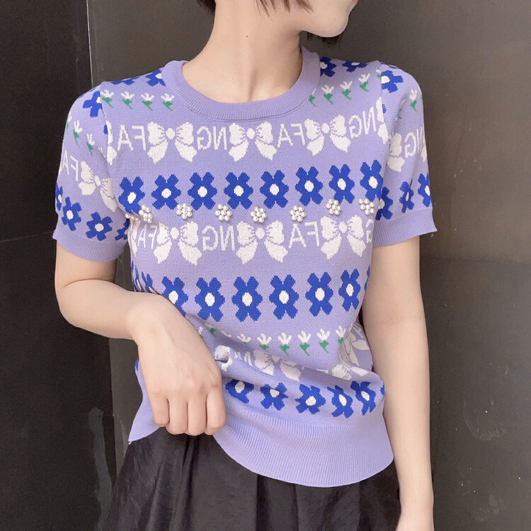 [S.J] heavy industry nail bead fashion three-dimensional jacquard sweater 6860# LSW