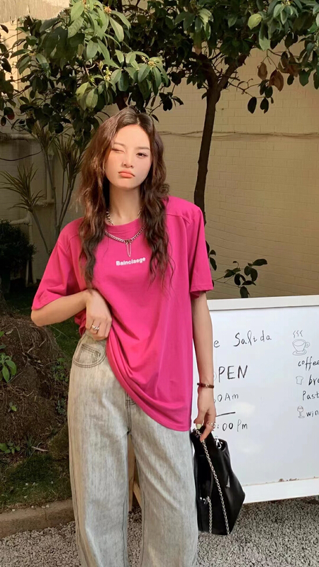 [qixuaner] fashion chain design Short Sleeve T-shirt 2628# LSW