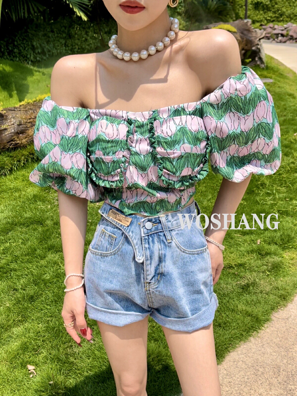 New in early summer! [woshang woshang] design sense of niche chic blouse 1248# XYJ