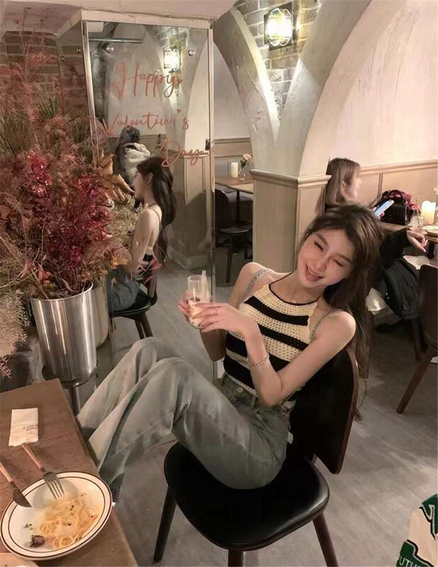 [MS studio] striped Korean Pullover vest / sling 09154# PCZ