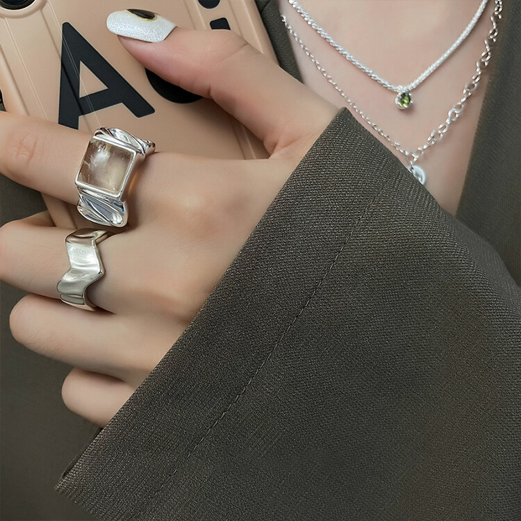 [inside] Korean original small crowd cool and handsome mix and match fashion personality exaggerated trend opening ring j3278# zxl