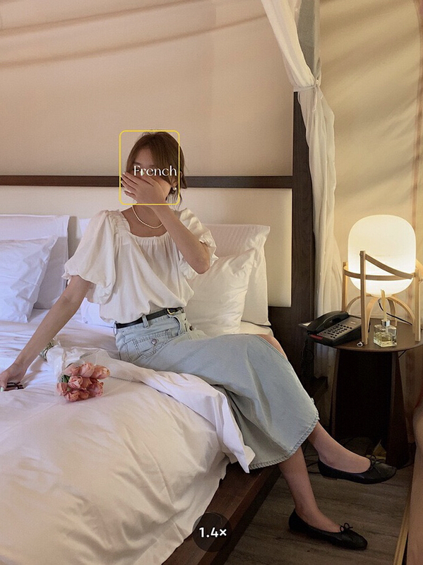 [Lina] Korean style square neck bubble sleeve shirt 8948# zxx