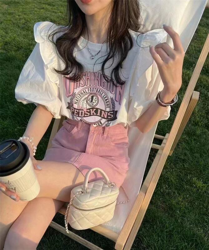 [Susan] cartoon printing fashion Ruffle short sleeve T-shirt ys1-18155# LSW