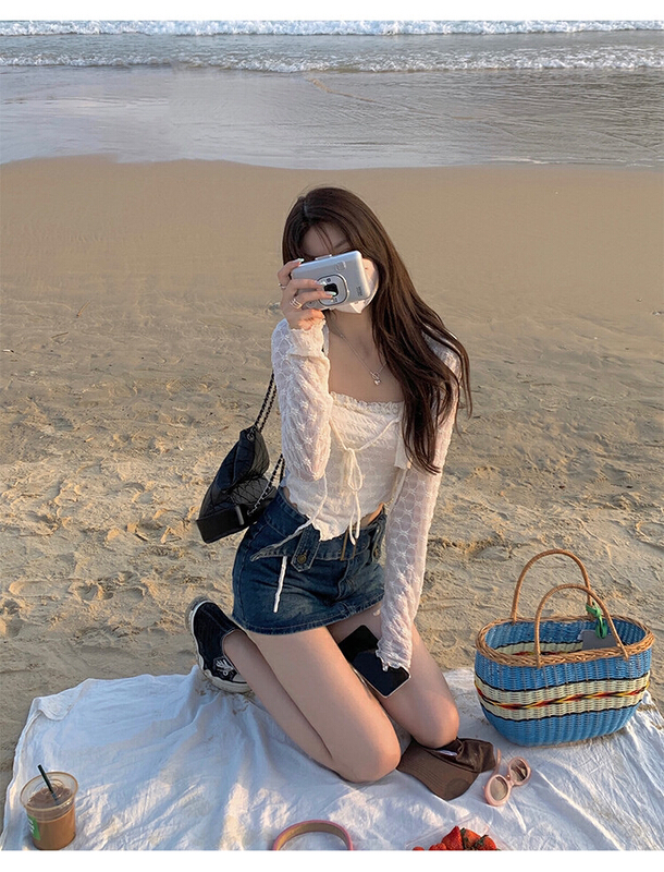 New year in early spring! [w design] pure desire inverted triangle sling + lace up blouse cardigan set 3003-1# WPL