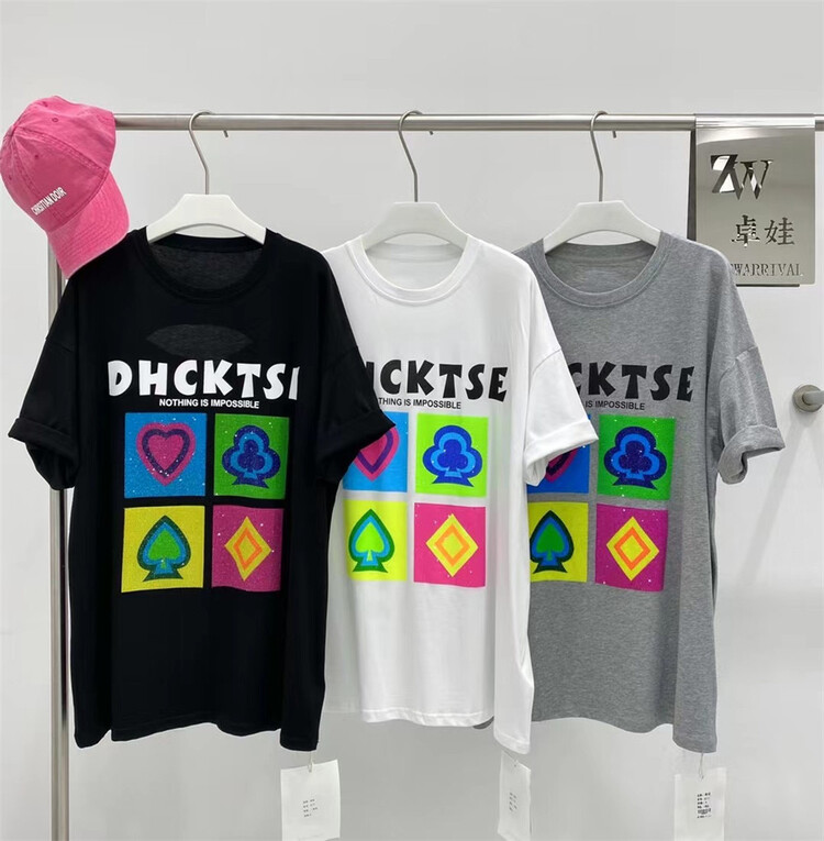 [buyer Yan Xuan zhuowa] Korean color contrast ins loose minority short sleeve T-shirt 6111# Cl