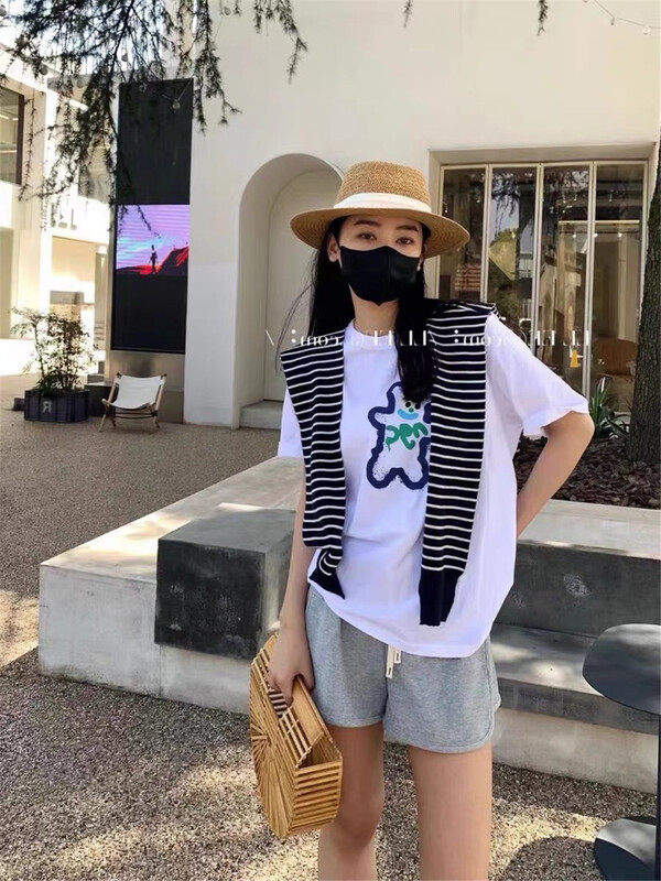 [Naikan Nik] Korean bear print girl heart short sleeve T-shirt 9650# lwy