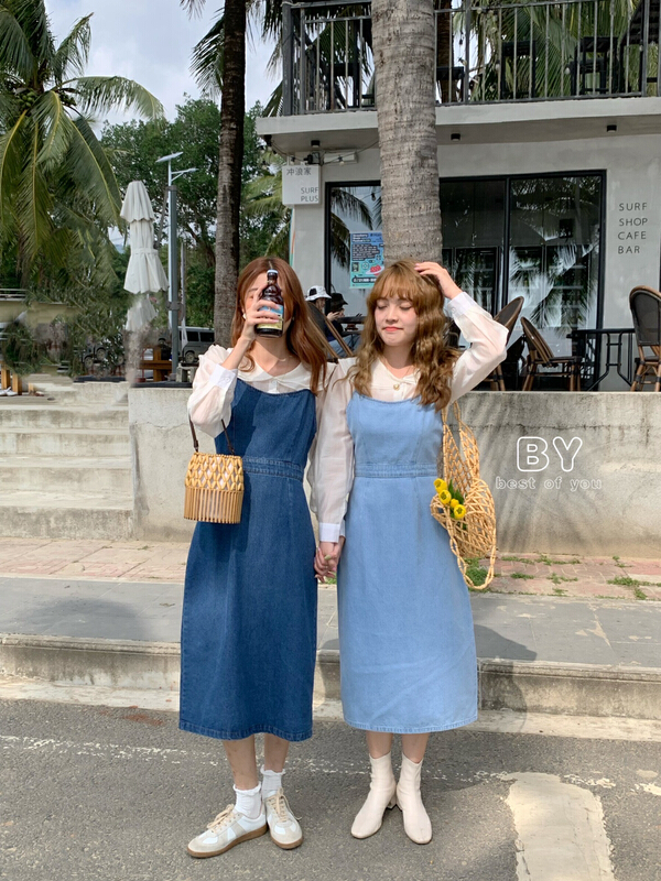 New year in early spring! [best of you] lace up sling versatile denim skirt 6888# HBx