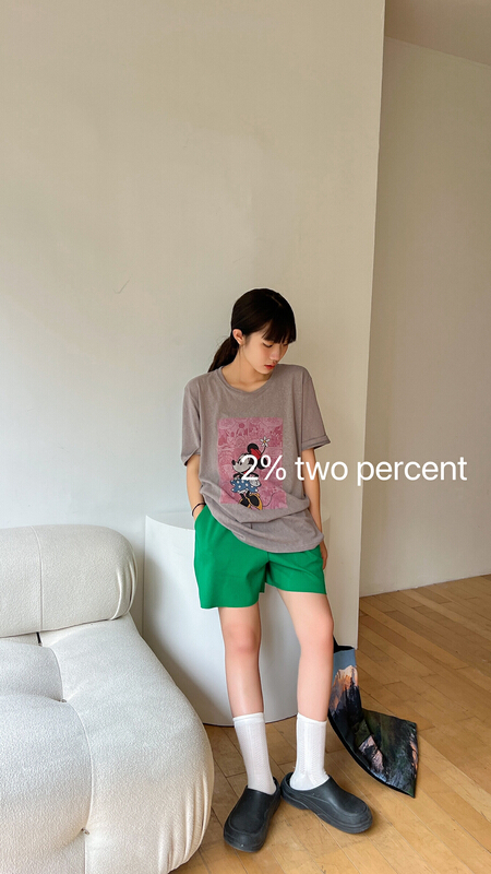 [two percent] Mickey fashion printed short sleeve T-shirt 1016# LSL