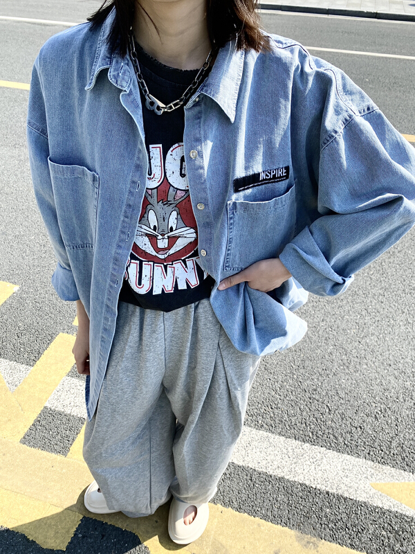 New year in early spring! [two percent] Korean fashion versatile letter denim jacket 9829# LSL